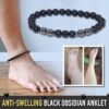 Bracelet de cheville en obsidienne noire anti-gonflement