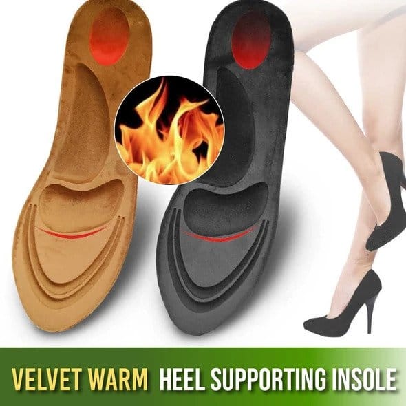 Semelles intérieures de soutien du talon chaud en velours – Image 2