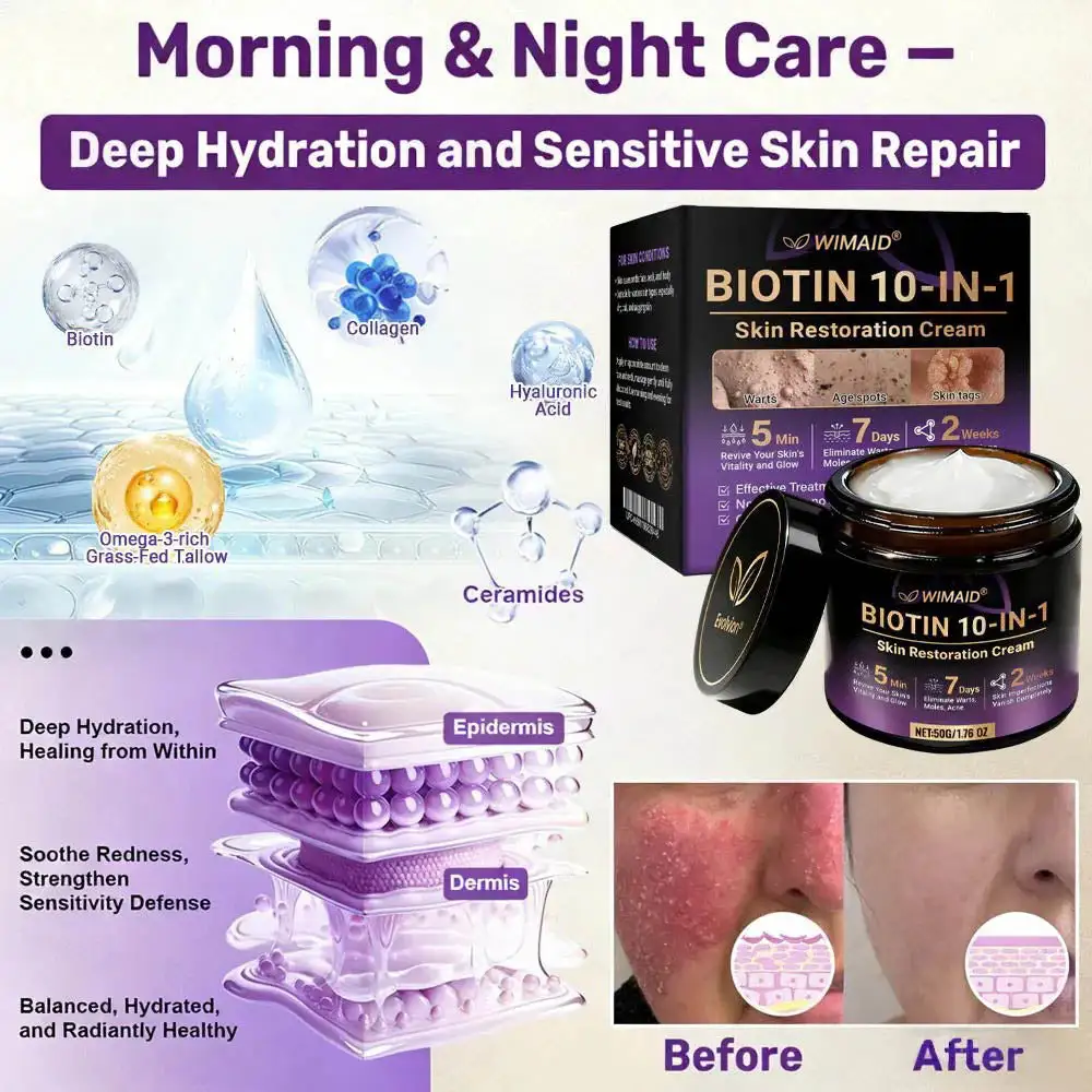 Crème de restauration de la peau 10 en 1 à la biotine